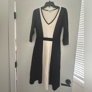 Boden Sweater Midi Dress in White/Cream and Blue